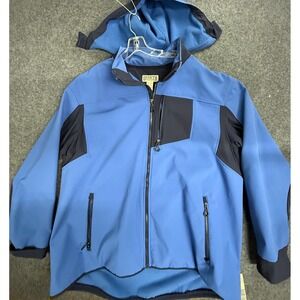 Duluth Trading Softshell Jacket Men's 2XL Tall Blue Zip Off Hood Fleece Lined